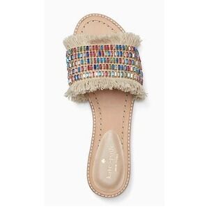 Kate Spade Solaina Multicolor Jeweled Embellished Flat Slide Sandals Size 6.5